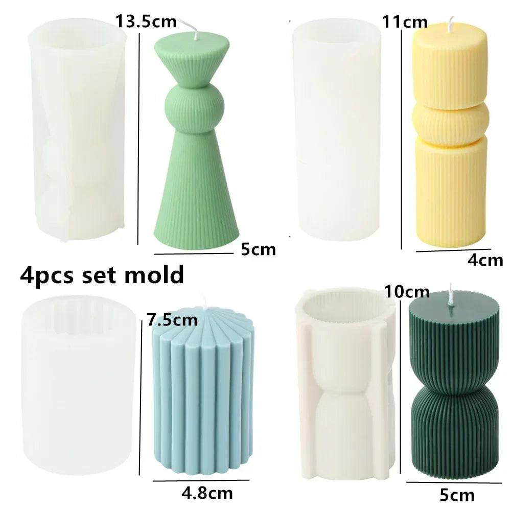 Wave Cylindrical Candle Silicone Mold with Twisted Irregular Geometric Shape