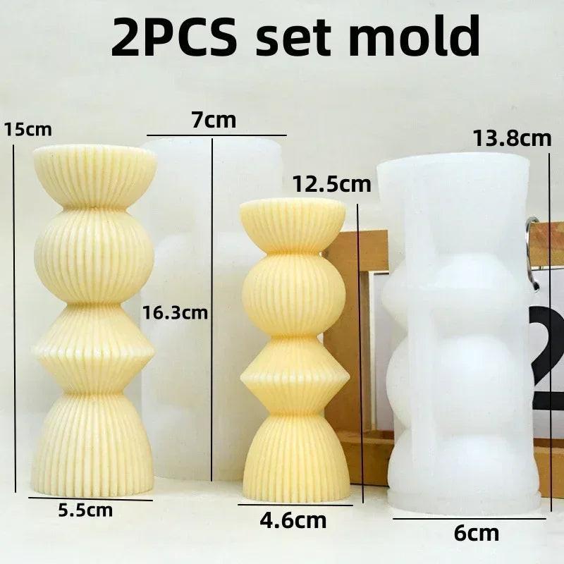 Wave Cylindrical Candle Silicone Mold with Twisted Irregular Geometric Shape