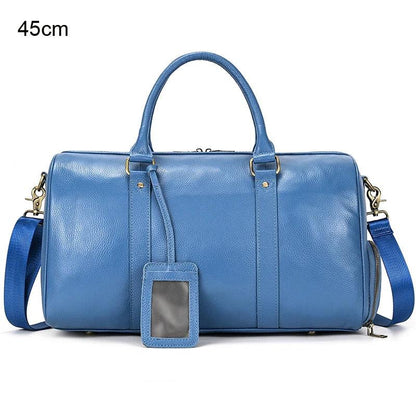Premium cowskin travel bag showcasing durable craftsmanship and stylish design for sophisticated travelers.