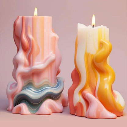 Wave Cylindrical Candle Silicone Mold with Twisted Irregular Geometric Shape