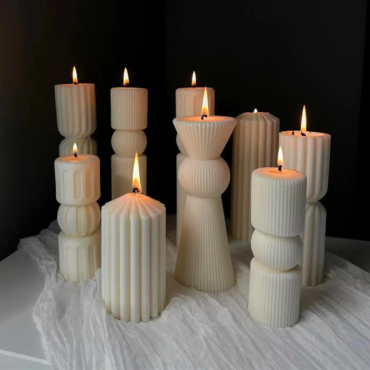 Wave Cylindrical Candle Silicone Mold with Twisted Irregular Geometric Shape