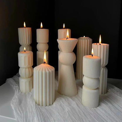 Wave Cylindrical Candle Silicone Mold with Twisted Irregular Geometric Shape