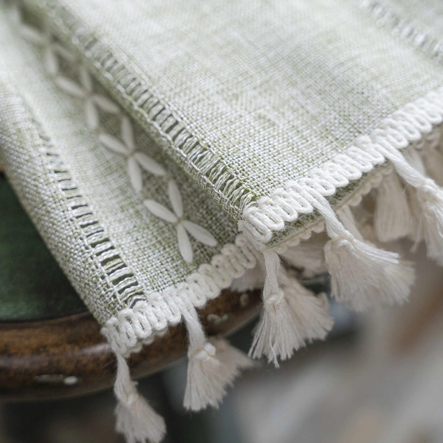 Cotton Linen Blending Curtains Rod Pocket, Shade Curtain w/ Tassel