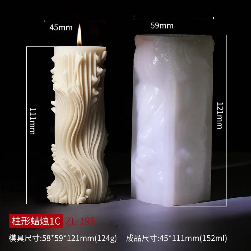 Wave Cylindrical Candle Silicone Mold with Twisted Irregular Geometric Shape