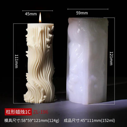 Wave Cylindrical Candle Silicone Mold with Twisted Irregular Geometric Shape
