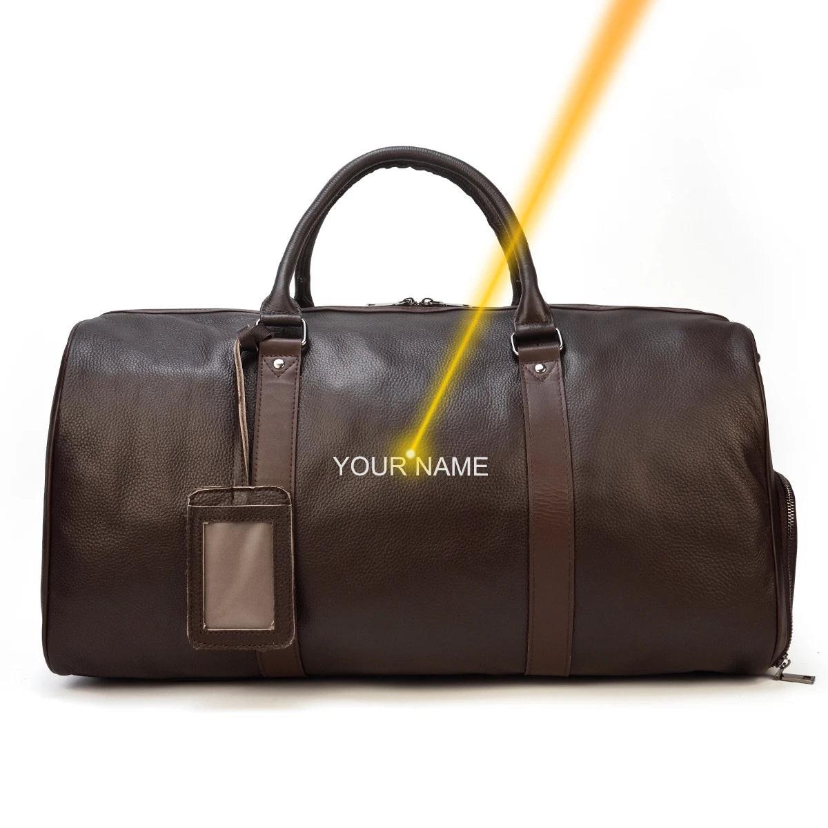 Premium cowskin travel bag showcasing durable craftsmanship and stylish design for sophisticated travelers.