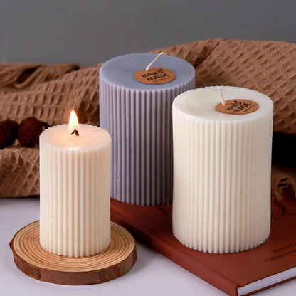 Striped Cylindrical Silicone Candle Mold, Handmade Candle Making