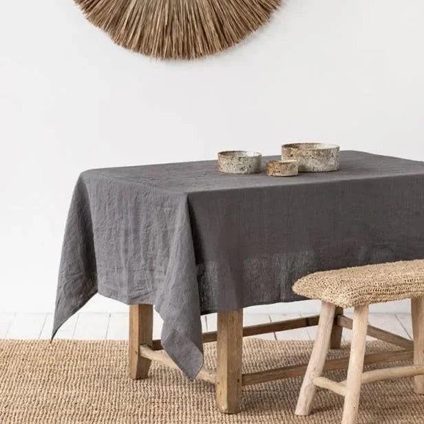 100% Pure Linen Handmade Solid Color Tablecloth
