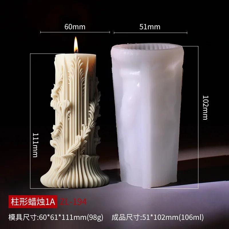 Wave Cylindrical Candle Silicone Mold with Twisted Irregular Geometric Shape