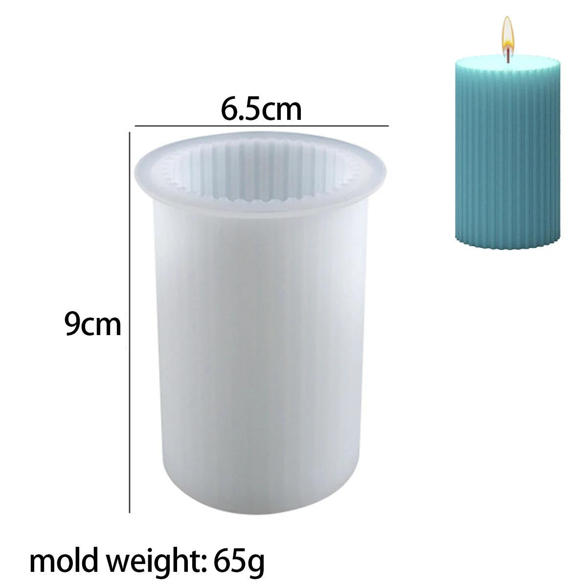 Striped Cylindrical Silicone Candle Mold, Handmade Candle Making