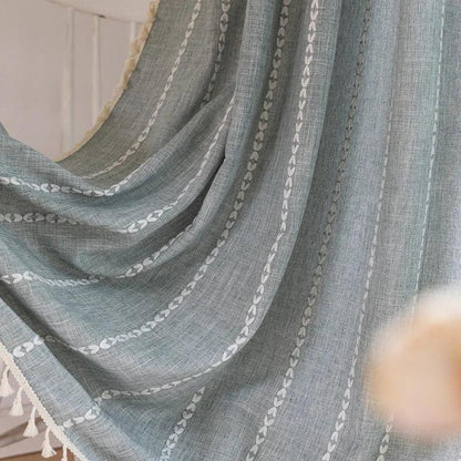 Cotton Linen Blending Curtains Rod Pocket, Shade Curtain w/ Tassel