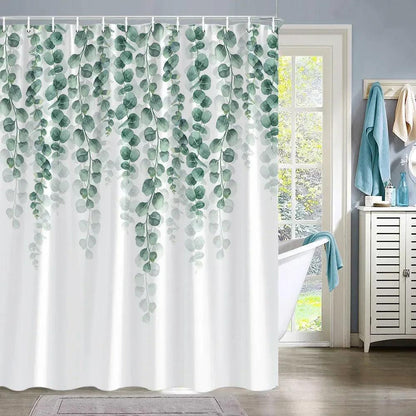 Eucalyptus Leaves Shower Curtain - Green Leaf Print