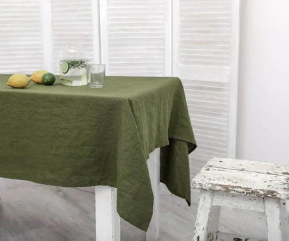 100% Pure Linen Handmade Solid Color Tablecloth