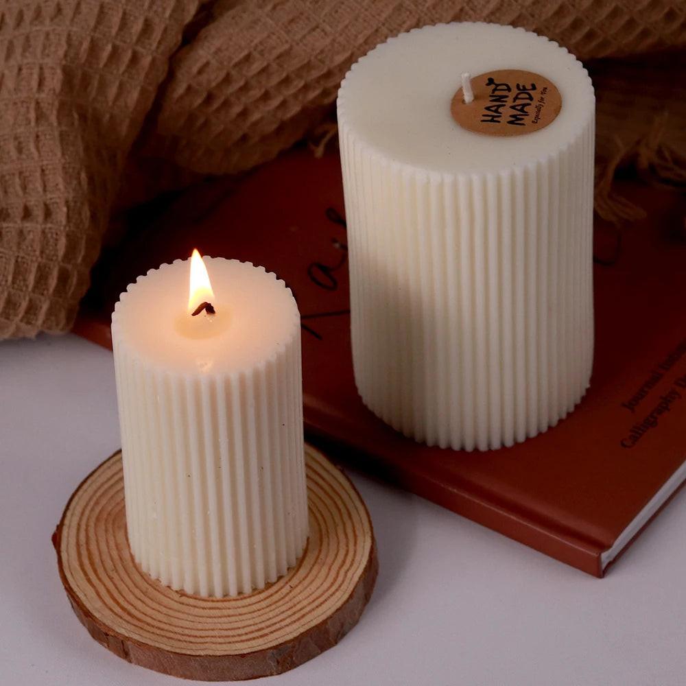 Striped Cylindrical Silicone Candle Mold, Handmade Candle Making