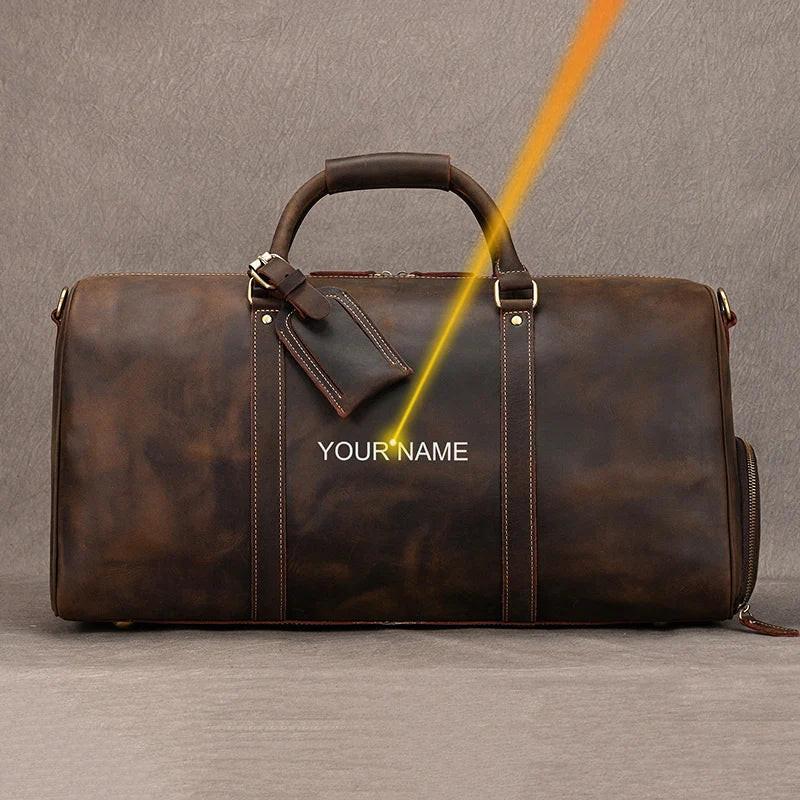 Premium cowskin travel bag showcasing durable craftsmanship and stylish design for sophisticated travelers.