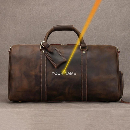 Premium cowskin travel bag showcasing durable craftsmanship and stylish design for sophisticated travelers.