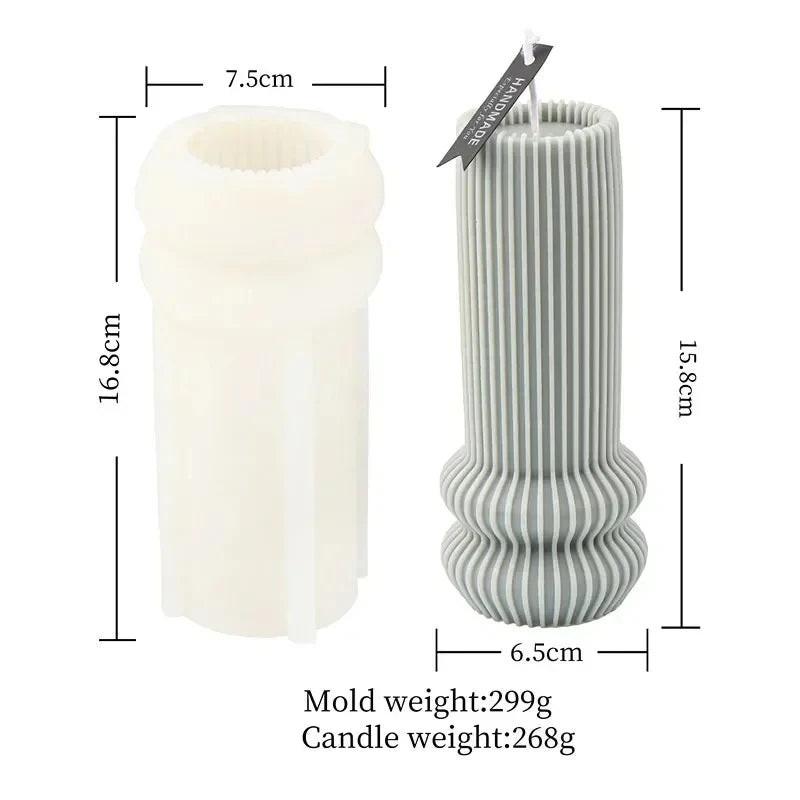 Wave Cylindrical Candle Silicone Mold with Twisted Irregular Geometric Shape