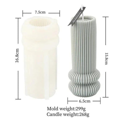 Wave Cylindrical Candle Silicone Mold with Twisted Irregular Geometric Shape