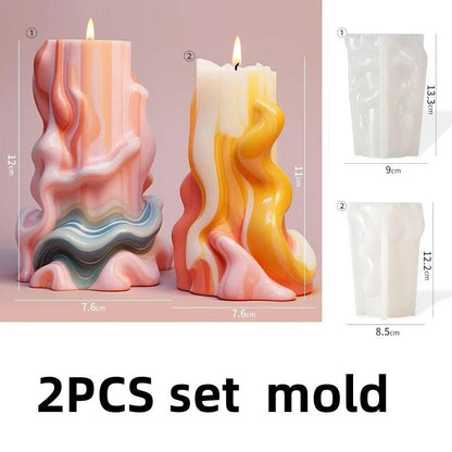Wave Cylindrical Candle Silicone Mold with Twisted Irregular Geometric Shape