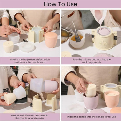 Boowan Nicole Candle Silicone Jar Mold and 7oz Candle Refill Mold, Reusable