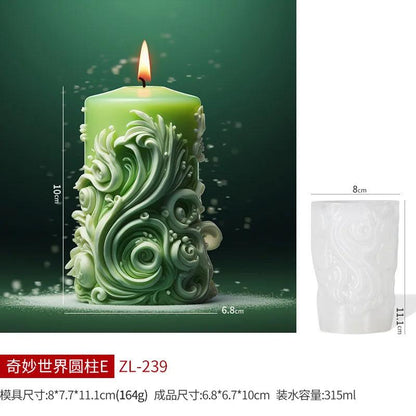 Wave Cylindrical Candle Silicone Mold with Twisted Irregular Geometric Shape