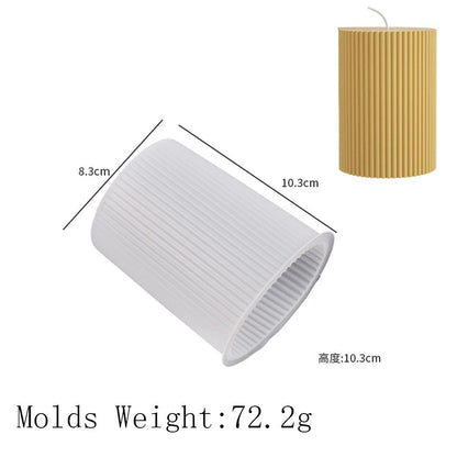 Striped Cylindrical Silicone Candle Mold, Handmade Candle Making