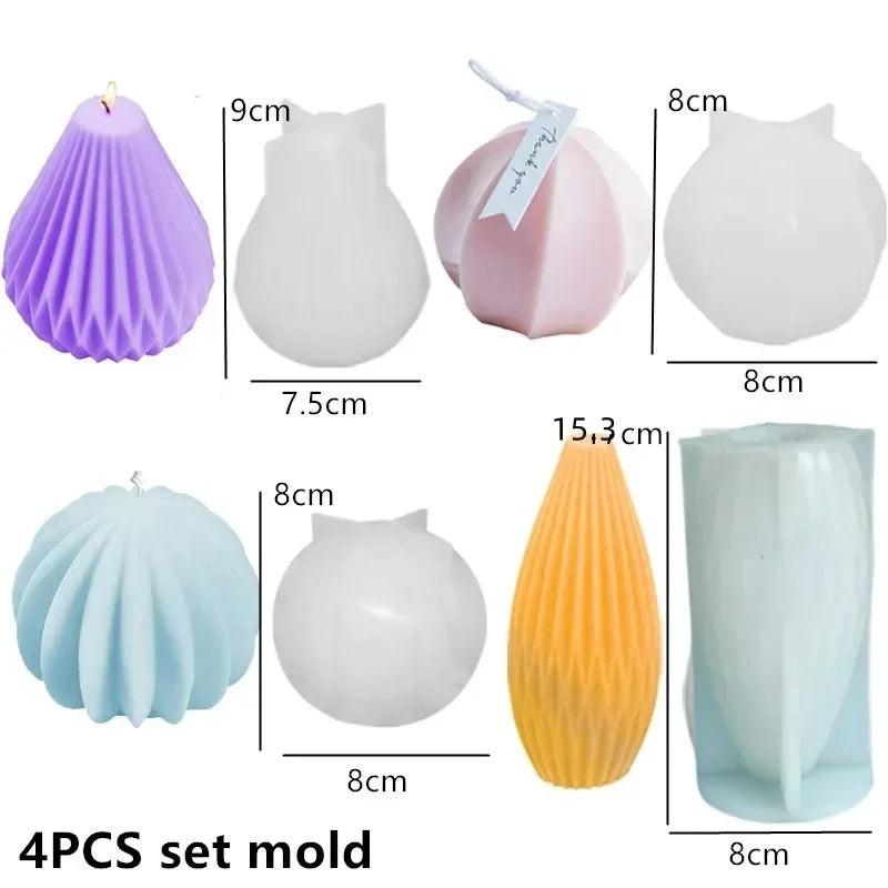 Wave Cylindrical Candle Silicone Mold with Twisted Irregular Geometric Shape