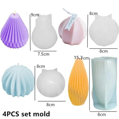 Wave Cylindrical Candle Silicone Mold with Twisted Irregular Geometric Shape