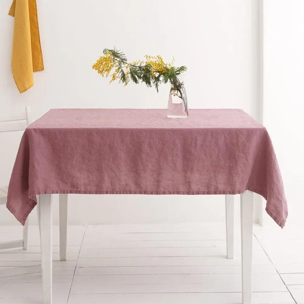 100% Pure Linen Handmade Solid Color Tablecloth