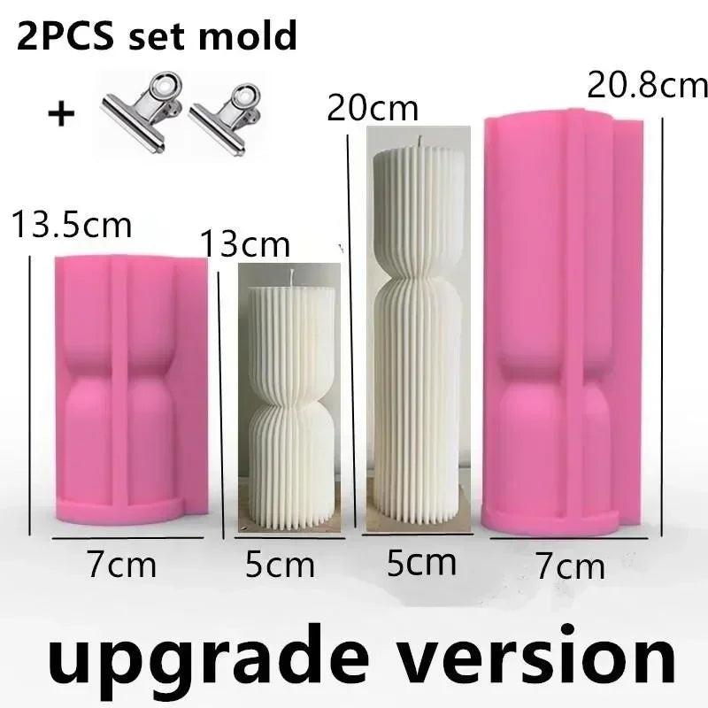 Wave Cylindrical Candle Silicone Mold with Twisted Irregular Geometric Shape