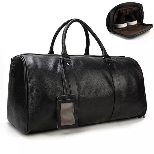 Premium cowskin travel bag showcasing durable craftsmanship and stylish design for sophisticated travelers.