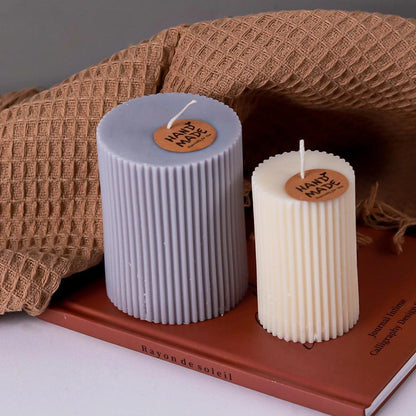 Striped Cylindrical Silicone Candle Mold, Handmade Candle Making