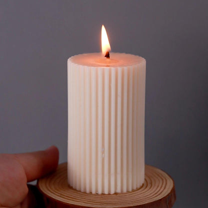 Striped Cylindrical Silicone Candle Mold, Handmade Candle Making