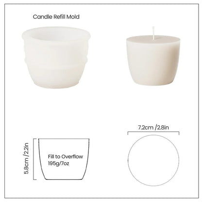 Boowan Nicole Candle Silicone Jar Mold and 7oz Candle Refill Mold, Reusable