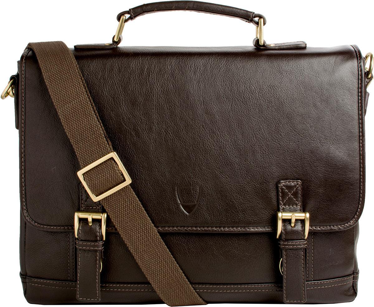 Premium leather briefcase designed for reliable laptop protection with elegant and durable craftsmanship.