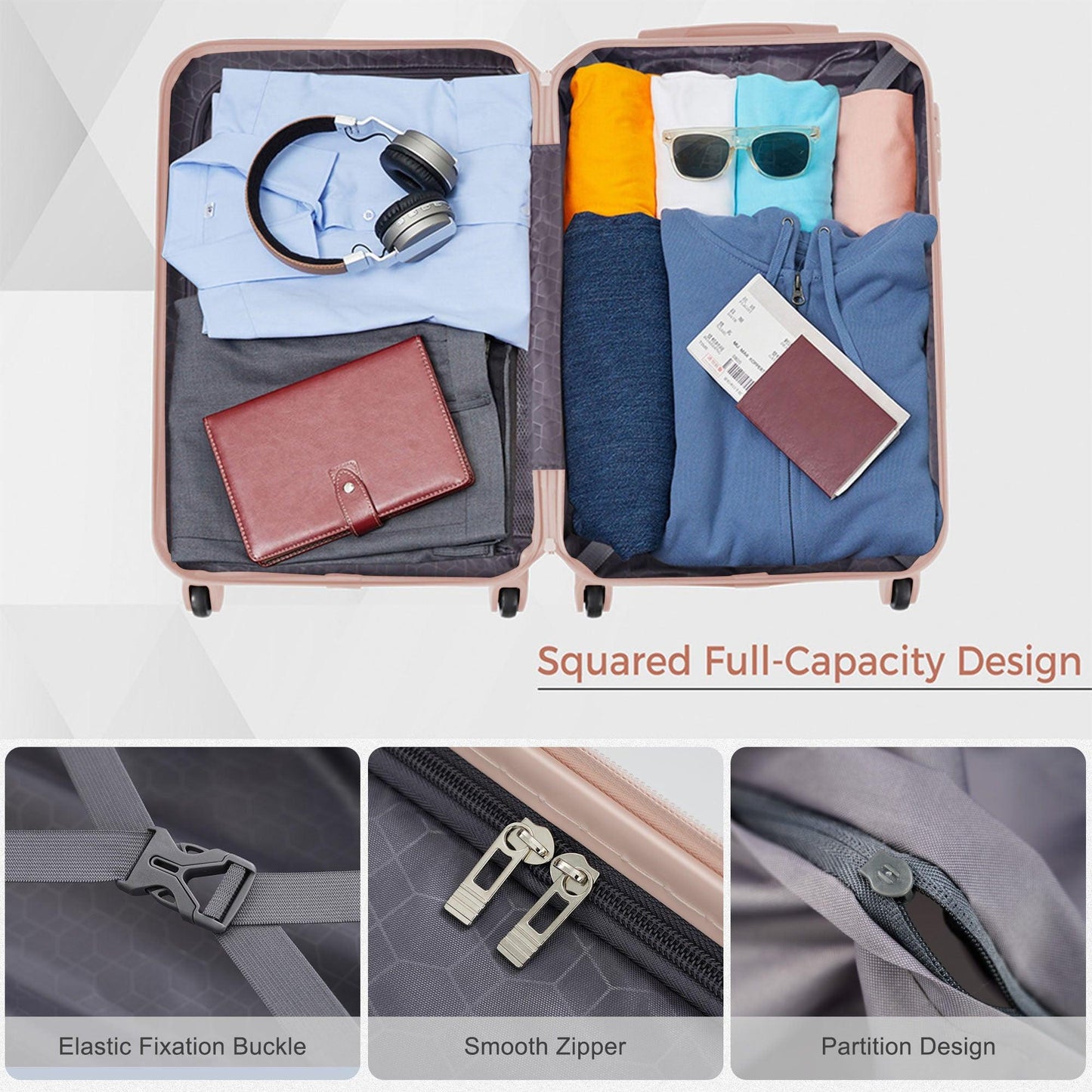 5-Piece Luggage Set With Expandable Travel Bag - Includes 16", 20", 24", 28"