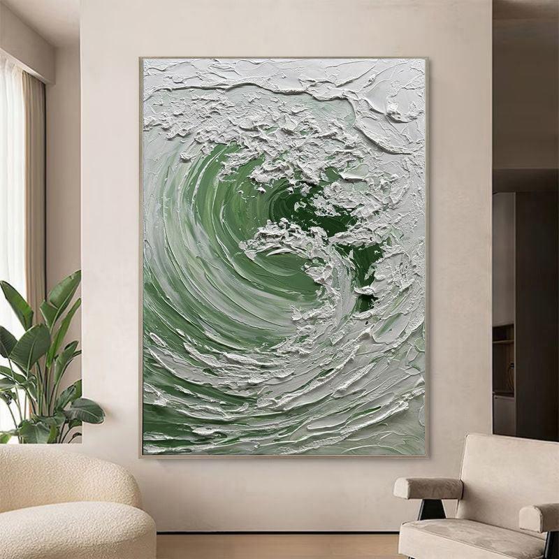 Nordic Ocean Waves Hand-painted Oil Painting On Canvas,Abstract Seaside Landscape Wall Art Poster Living Room Office Home Decor Mural.
