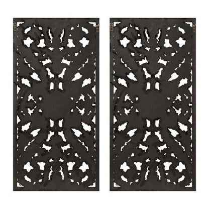 Distressed Carved Wood 2-piece Wall Decor Set