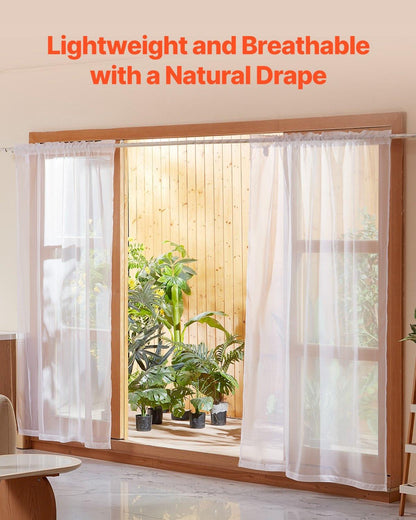 Sheer Curtains 52 W X 84 L Inches 2 Panels Window Drapes Rod Pocket Polyester.