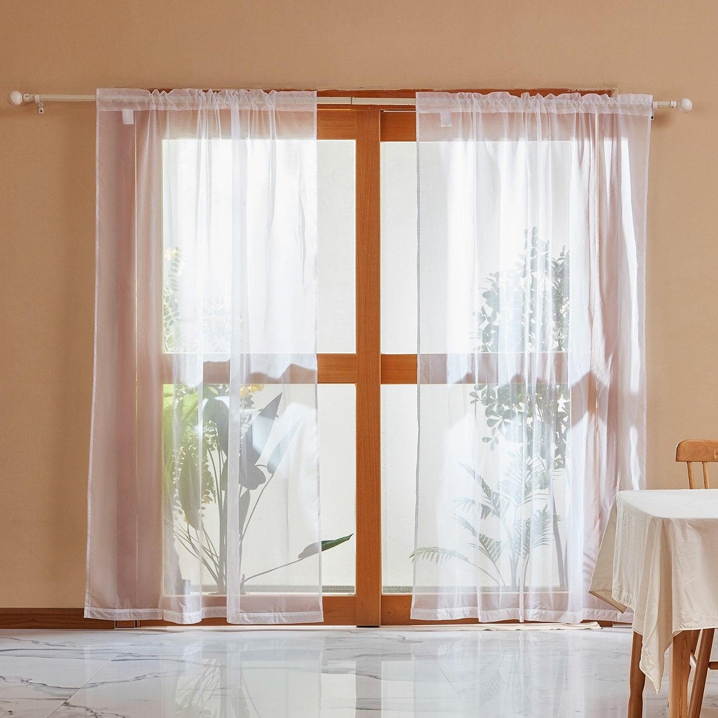 Sheer Curtains 52 W X 84 L Inches 2 Panels Window Drapes Rod Pocket Polyester.