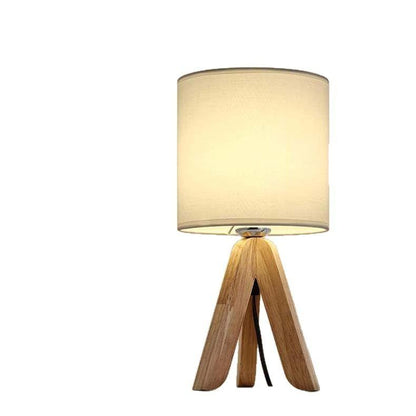 Nordic Three-fork Wood Fabric Table Lamp Simple Study And Bedroom Living Room Bedside Lamp