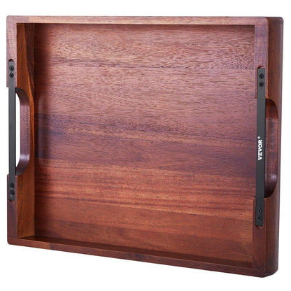 Serving Tray 17x12.2 Inch Acacia Food Serving Table Laptop Desk With Handles
