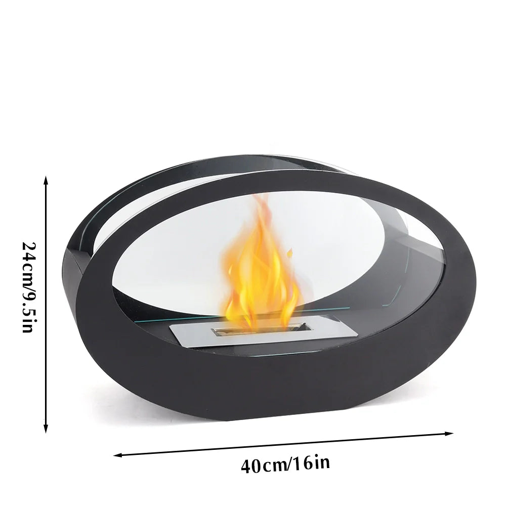 16x9.5"Black Metal Tabletop Fireplace