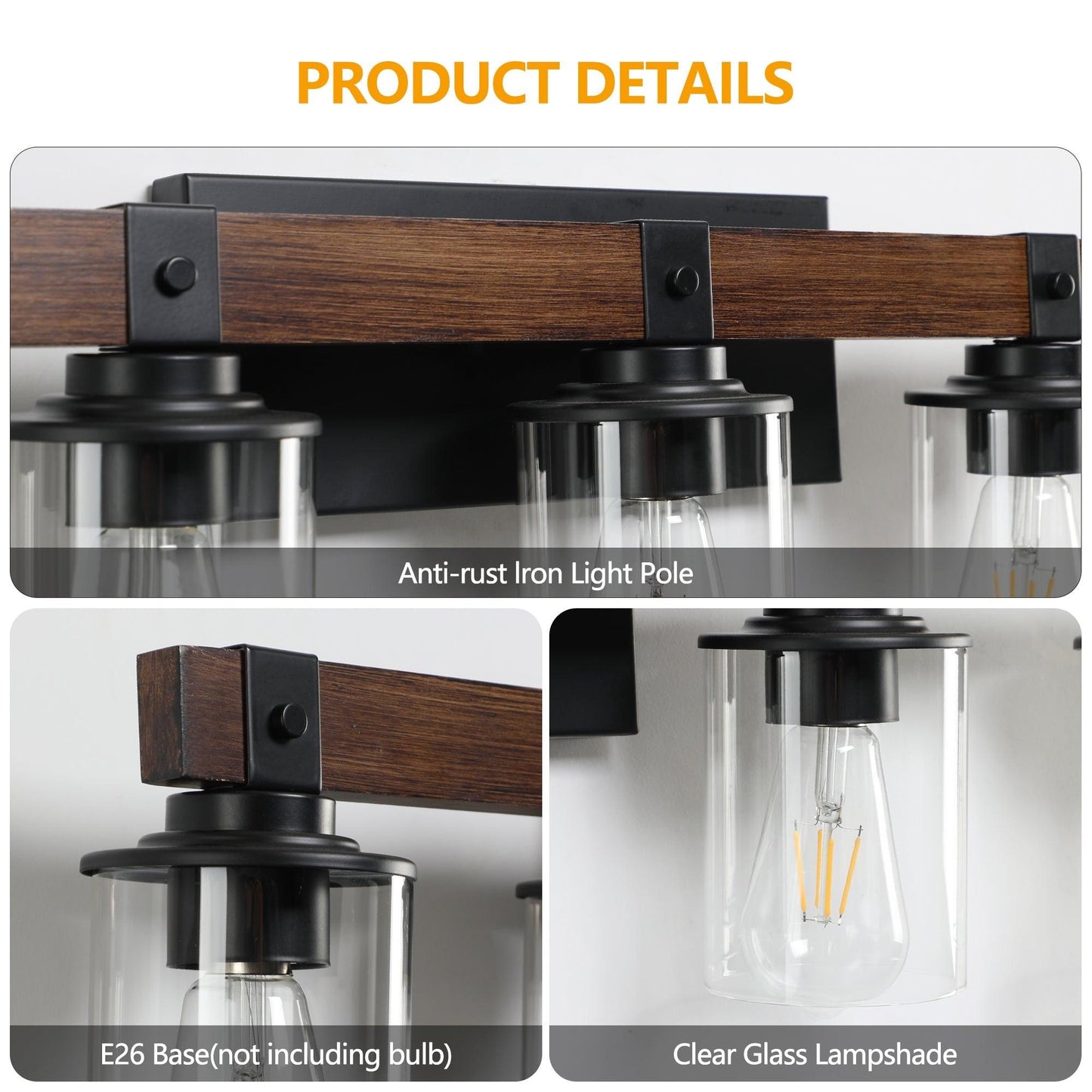 Elegant rustic vanity light fixture designed to enhance bathroom ambiance with vintage charm and warm illumination.