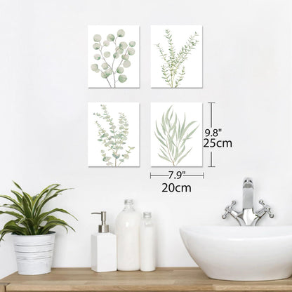 4PCS 8X10in,Botanical Plant Canvas Wall Art, Framed Boho Wall Decor For Bathroom, Minimalist Aesthetic Bedroom Wall Art