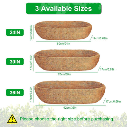 3Pcs Trough Coco Liners For Planters Coconut Coir Planter For Window Box Hanging Trough Basket Half Moon Planter Liner Replacement For Garden Fence Flower Vegetable