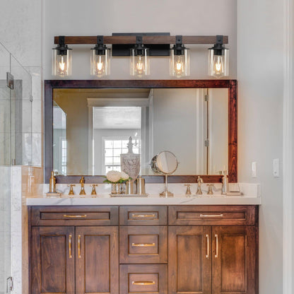 Elegant rustic vanity light fixture designed to enhance bathroom ambiance with vintage charm and warm illumination.