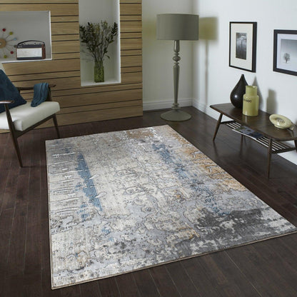 White Abstract Runner 2 Ft. 7 In. X 7 Ft. Rug