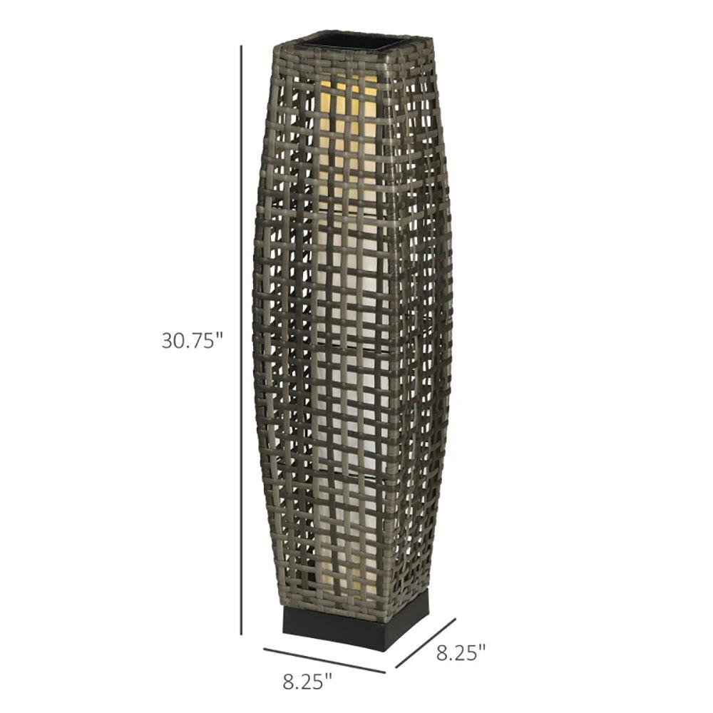 Solar Floor Lamp, Outdoor Garden Lantern Pathway Light & Decorative Driveway Lighting with Auto OnOff LED Lights for Porch, Yard, Lawn, Courtyard, Deck, Gray