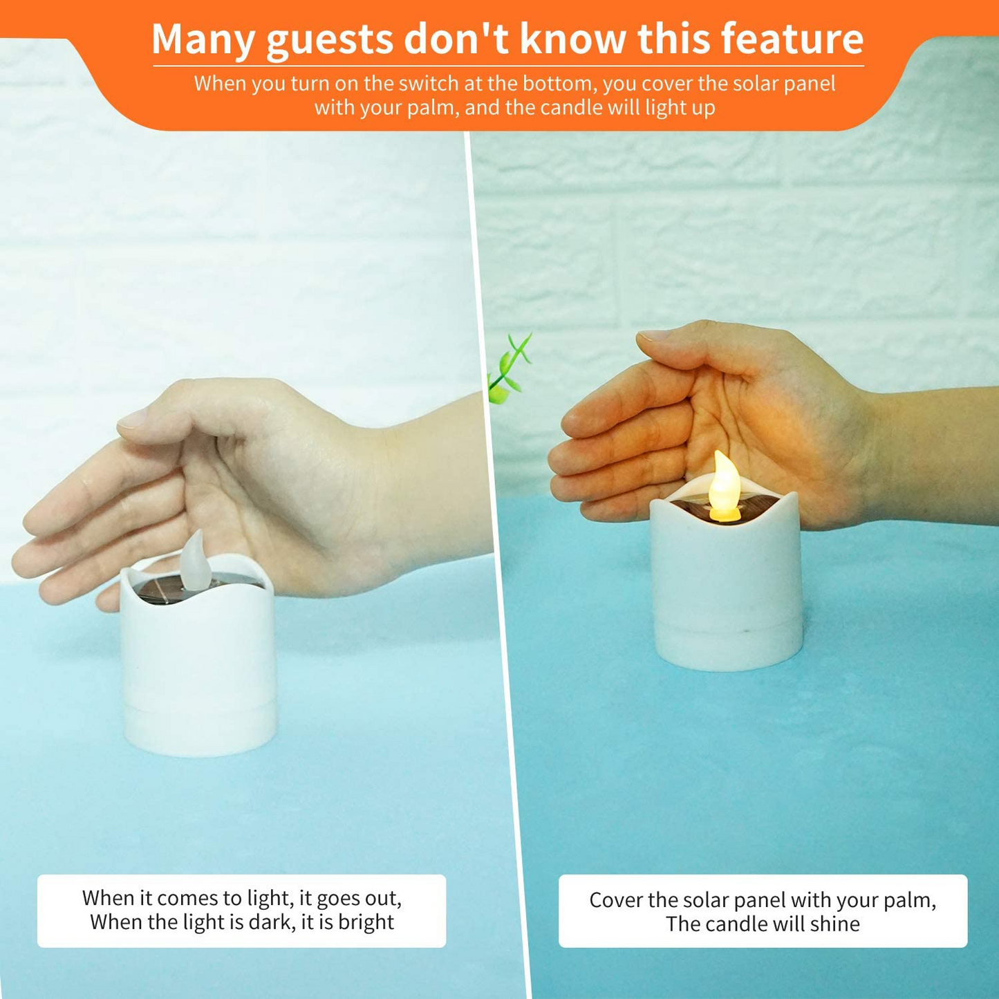 6PCS Waterproof Smokeless Solar Candle Lights